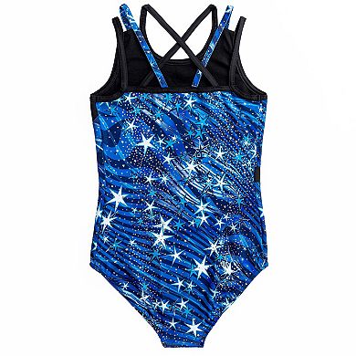 Girls 7-16 Rainbeau Moves Star Dust Print Strappy Tank Top Leotard