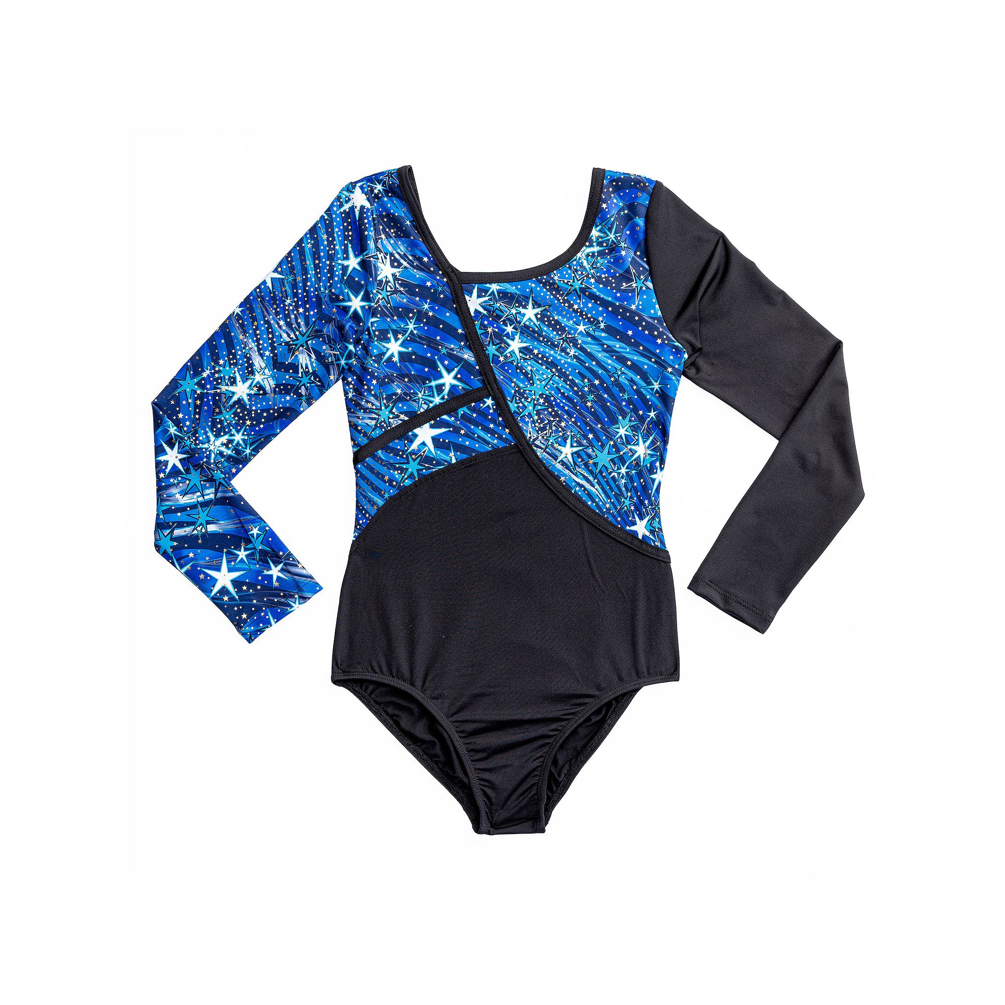 Girls 7-16 Rainbeau Moves Star Dust Print Long Sleeve Leotard, Girls, Size