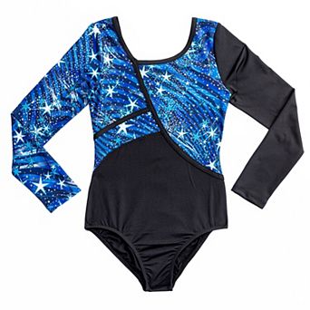 Girls 7-16 Rainbeau Moves Star Dust Print Long Sleeve Leotard