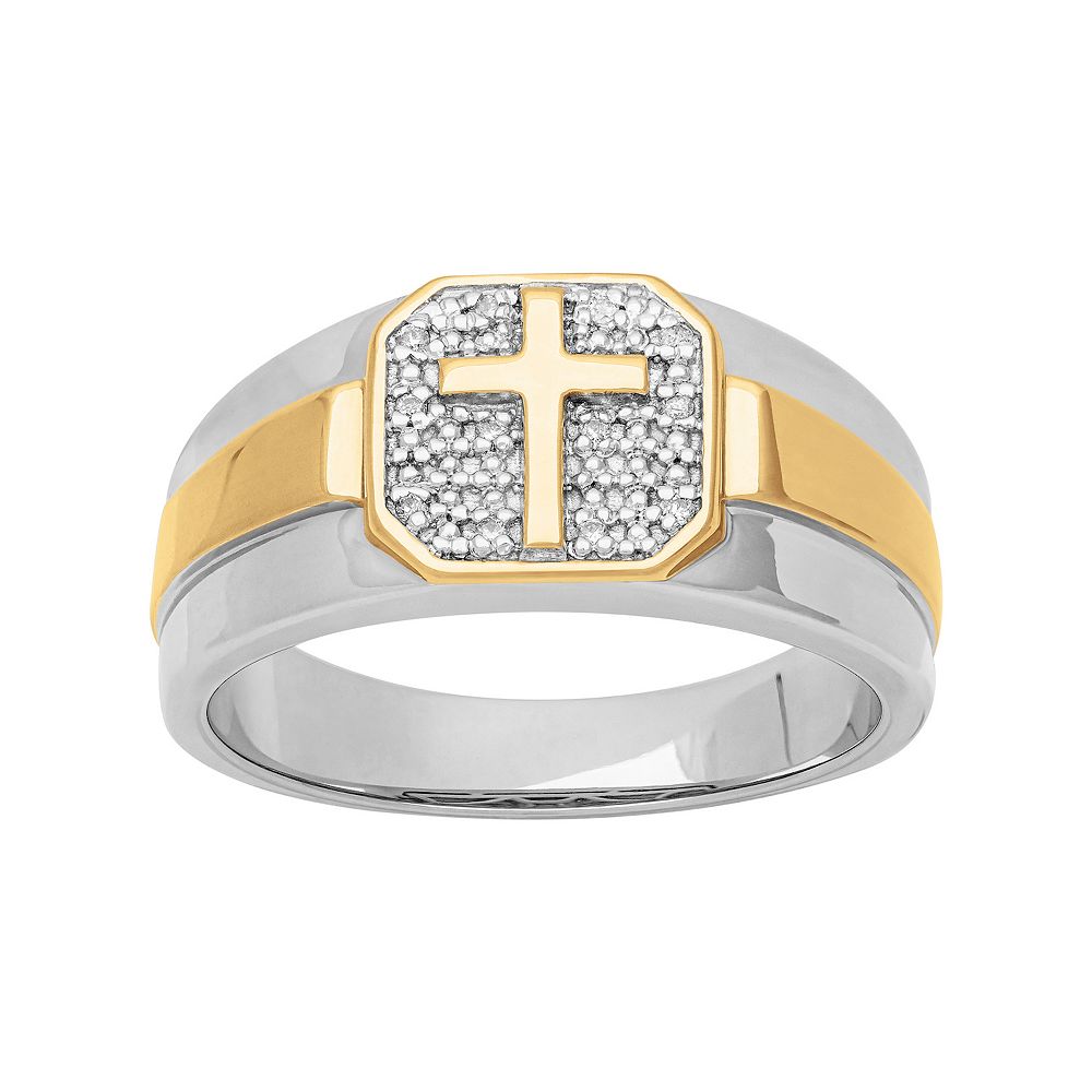 AXL 18k Gold Over Sterling Silver Diamond Accent Men's Cross Ring