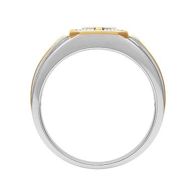 AXL 18k Gold Over Sterling Silver Diamond Accent Men's Cross Ring