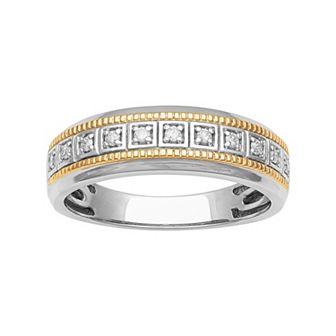 AXL 18k Gold Over Sterling Silver 1/8 Carat T.W. Diamond Men's Ring