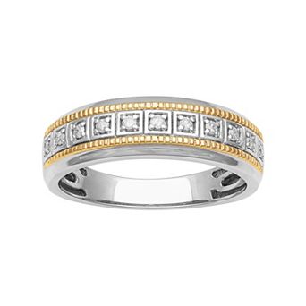 AXL 18k Gold Over Sterling Silver 1/8 Carat T.W. Diamond Men's Ring