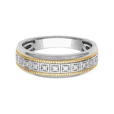 AXL 18k Gold Over Sterling Silver 1/8 Carat T.W. Diamond Men's Ring