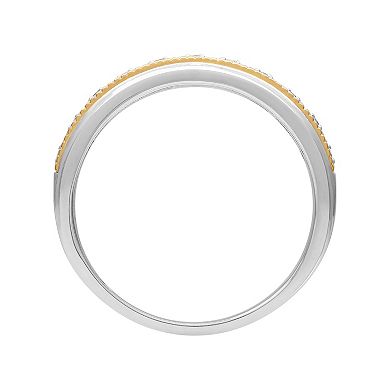 AXL 18k Gold Over Sterling Silver 1/8 Carat T.W. Diamond Men's Ring