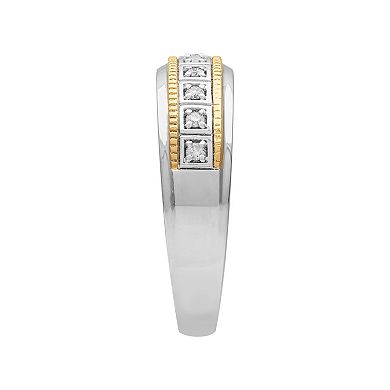 AXL 18k Gold Over Sterling Silver 1/8 Carat T.W. Diamond Men's Ring