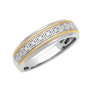 AXL 18k Gold Over Sterling Silver 1/8 Carat T.W. Diamond Men's Ring