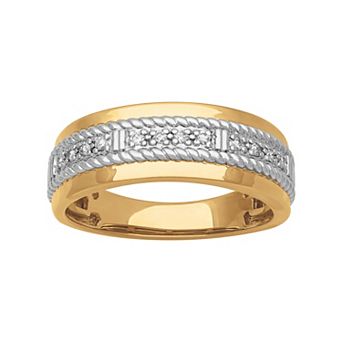 AXL 18k Gold Over Sterling Silver 1/6 Carat T.W. Diamond Men's Ring