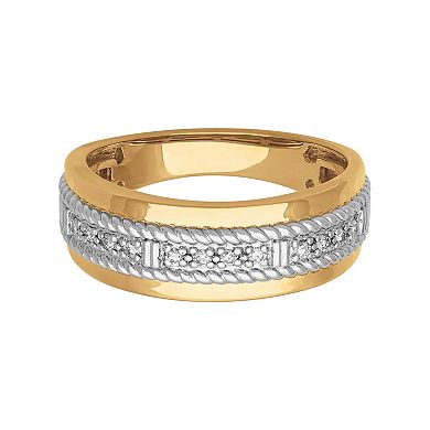 AXL 18k Gold Over Sterling Silver 1/6 Carat T.W. Diamond Men's Ring