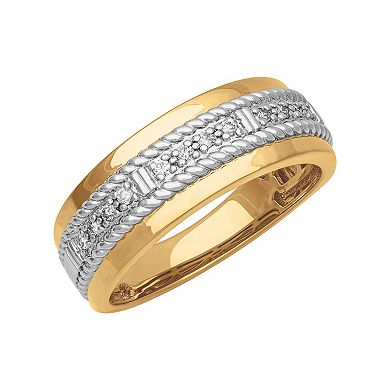 AXL 18k Gold Over Sterling Silver 1/6 Carat T.W. Diamond Men's Ring