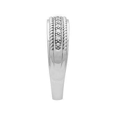 AXL Sterling Silver 1/5 Carat T.W. Diamond Men's Ring