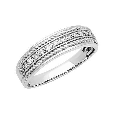 AXL Sterling Silver 1/5 Carat T.W. Diamond Men's Ring