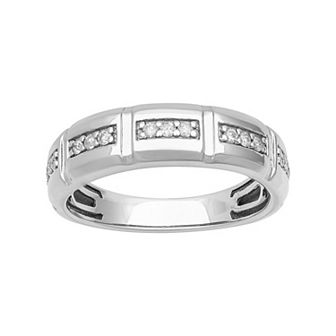AXL Sterling Silver 1/5 Carat T.W. Diamond Men's Ring