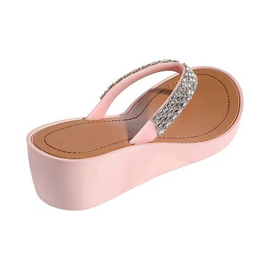 Elli by Capelli Girls' Rhinestone Flip Flop Sandals