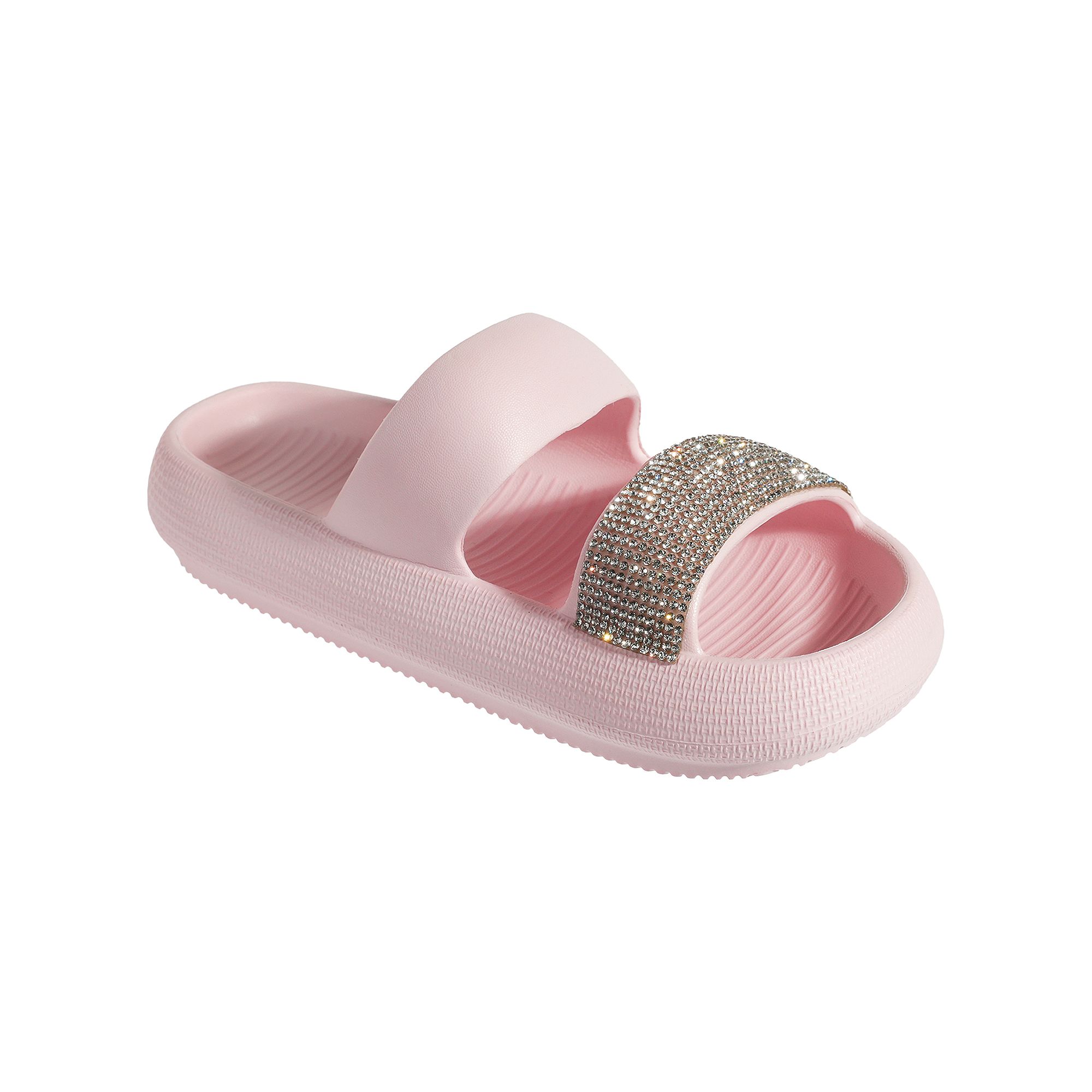 Elli by Capelli Girls Rhinestone Slide Sandals, Girls, Size: 10/11, Purpl