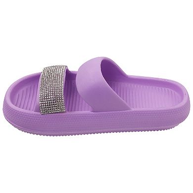 Elli by Capelli Girls' Rhinestone Slide Sandals