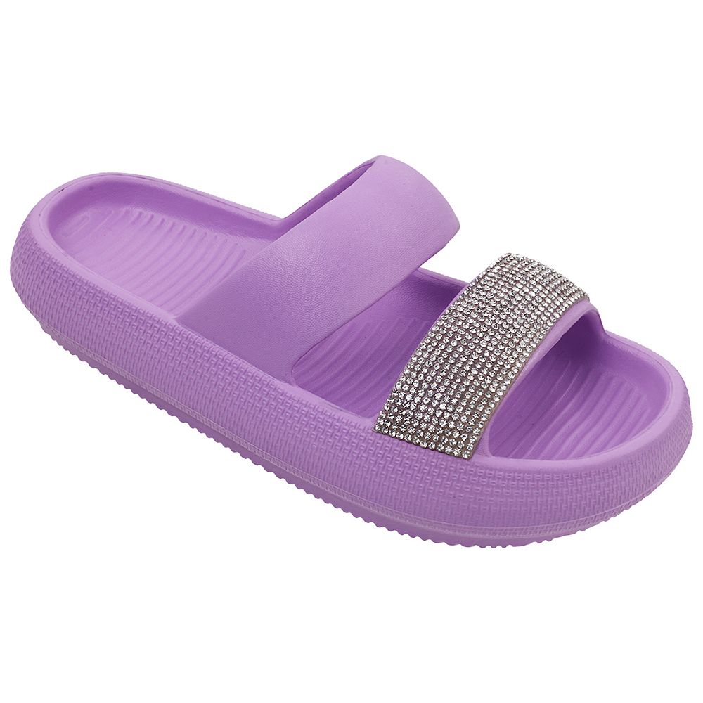 Elli by Capelli Girls' Rhinestone Slide Sandals
