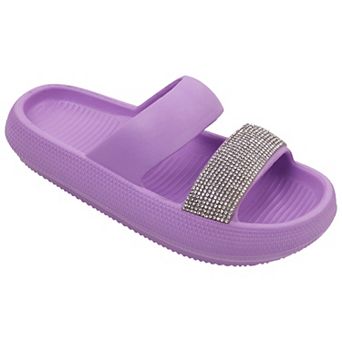 Elli by Capelli Girls' Rhinestone Slide Sandals