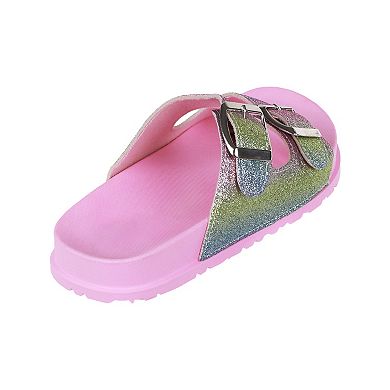 Elli by Capelli Girls' Ombre Glitter Slide Sandals
