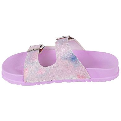 Elli by Capelli Girls' Multi Color Glitter Slide Sandals 