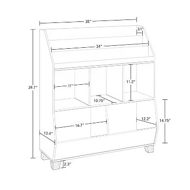 RiverRidge Kids Catch-All Multi-Cubby Toy Organizer with Bookrack