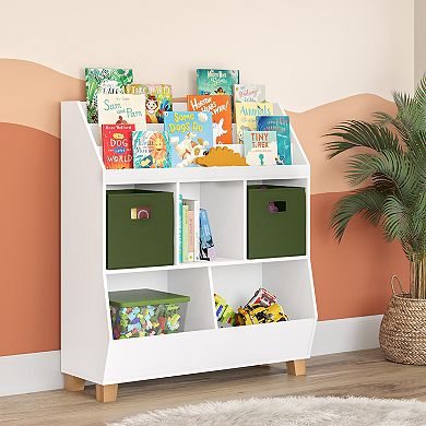 RiverRidge Kids Catch-All Multi-Cubby Toy Organizer with Bookrack