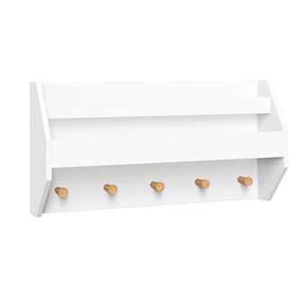 RiverRidge Kids Catch-All Wall Shelf with Bookrack and Hooks