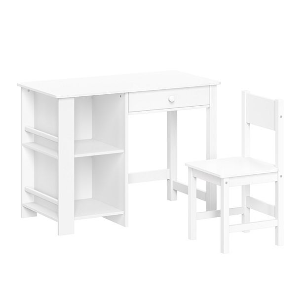 RiverRidge Kids Desk and Chair Set with Cubbies and Bookracks White