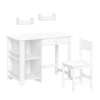 RiverRidge Kids Desk and Chair Set with 2 Floating Bookshelves