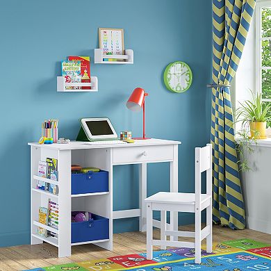RiverRidge Kids Desk and Chair Set with 2 Floating Bookshelves