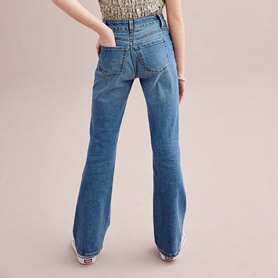 Girls 7-16 Vanilla Star Floral Embroidery Flare Jeans