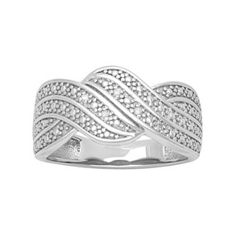 Love Always Sterling Silver Diamond Accent Swirl Band