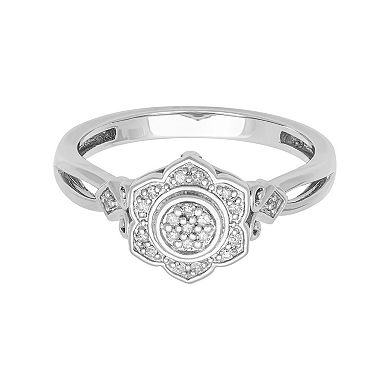 Love Always Sterling Silver Diamond Accent Floral Promise Ring
