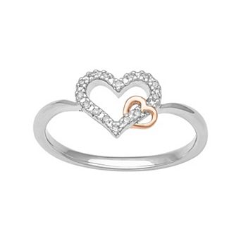 Love Always 18k Rose Gold Over Sterling Silver Diamond Accent Heart Promise Ring