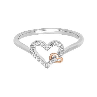 Love Always 18k Rose Gold Over Sterling Silver Diamond Accent Heart Promise Ring
