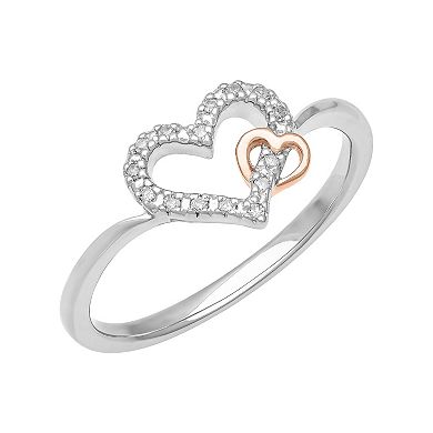 Love Always 18k Rose Gold Over Sterling Silver Diamond Accent Heart Promise Ring