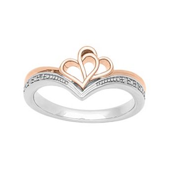 Love Always 18k Rose Gold Over Sterling Silver Diamond Accent Double Heart Promise Ring