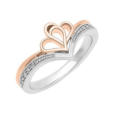 Love Always 18k Rose Gold Over Sterling Silver Diamond Accent Double Heart Promise Ring