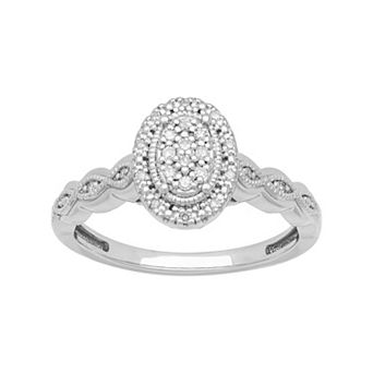 Love Always Sterling Silver 1/10 Carat T.W. Diamond Halo Promise Ring