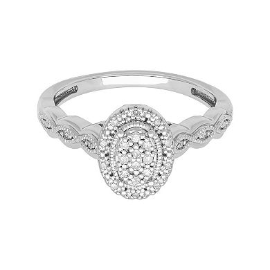 Love Always Sterling Silver 1/10 Carat T.W. Diamond Halo Promise Ring