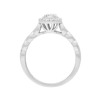 Love Always Sterling Silver 1/10 Carat T.W. Diamond Halo Promise Ring
