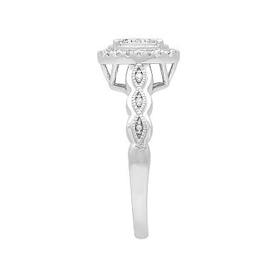 Love Always Sterling Silver 1/10 Carat T.W. Diamond Halo Promise Ring
