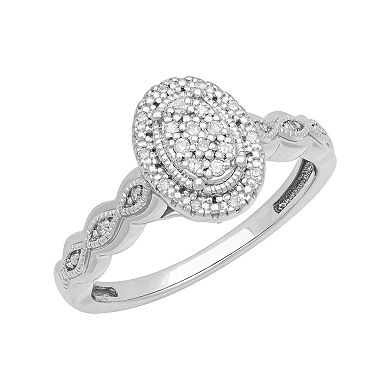 Love Always Sterling Silver 1/10 Carat T.W. Diamond Halo Promise Ring