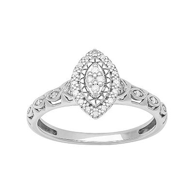 Love Always Sterling Silver 1/10 Carat Diamond Halo Promise - Main Image