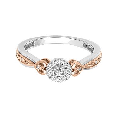 Love Always 18k Rose Gold Over Sterling Silver Diamond Accent Heart Promise Ring