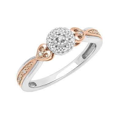 Love Always 18k Rose Gold Over Sterling Silver Diamond Accent Heart Promise Ring