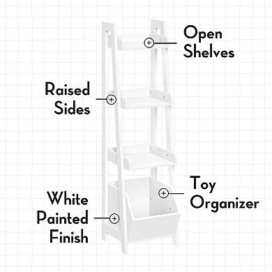 RiverRidge Home Kids 4-Tier Ladder Shelf Toy Organizer & 2 Bins