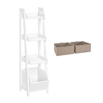 RiverRidge Home Kids 13 in 4 tier Ladder Shelf Toy Organizer & 2 Bins