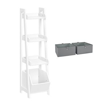 RiverRidge Home Kids 13 in 4 tier Ladder Shelf Toy Organizer & 2 Bins