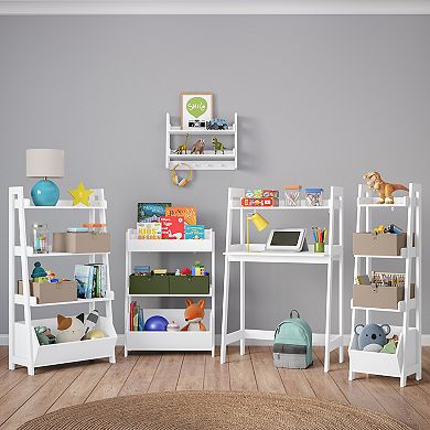 RiverRidge Home Kids 4-Tier Ladder Shelf Toy Organizer & 2 Bins